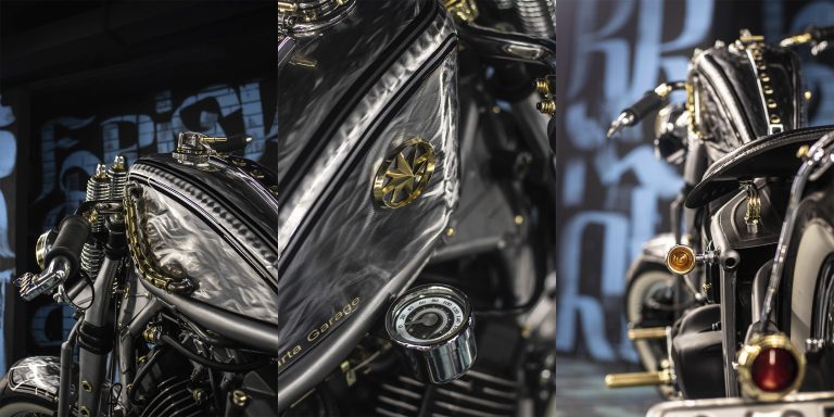 Детали бака и золотой фурнитуры кастома Yamaha XV650